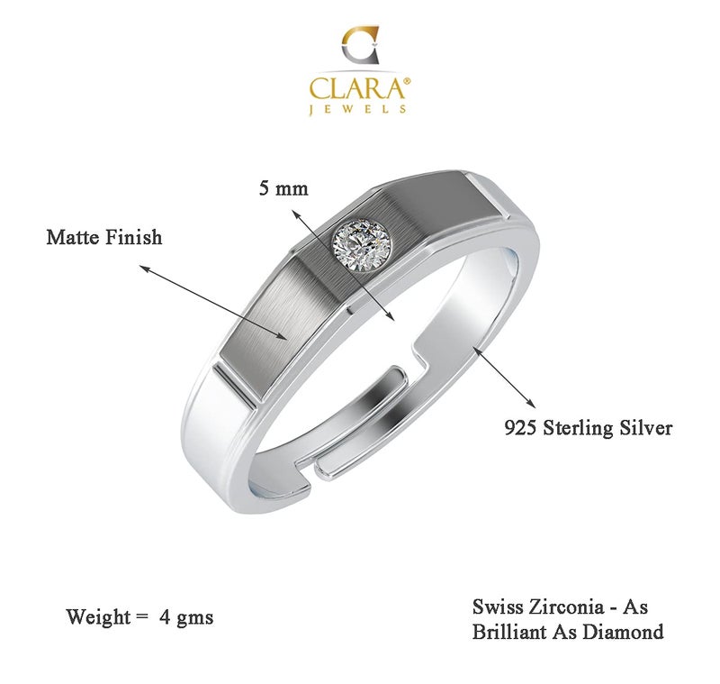 Clara Pure 925 Sterling Silver Rocco Adjustable Ring Gift for Women and Girls | Partial Matte Finish - Image 5