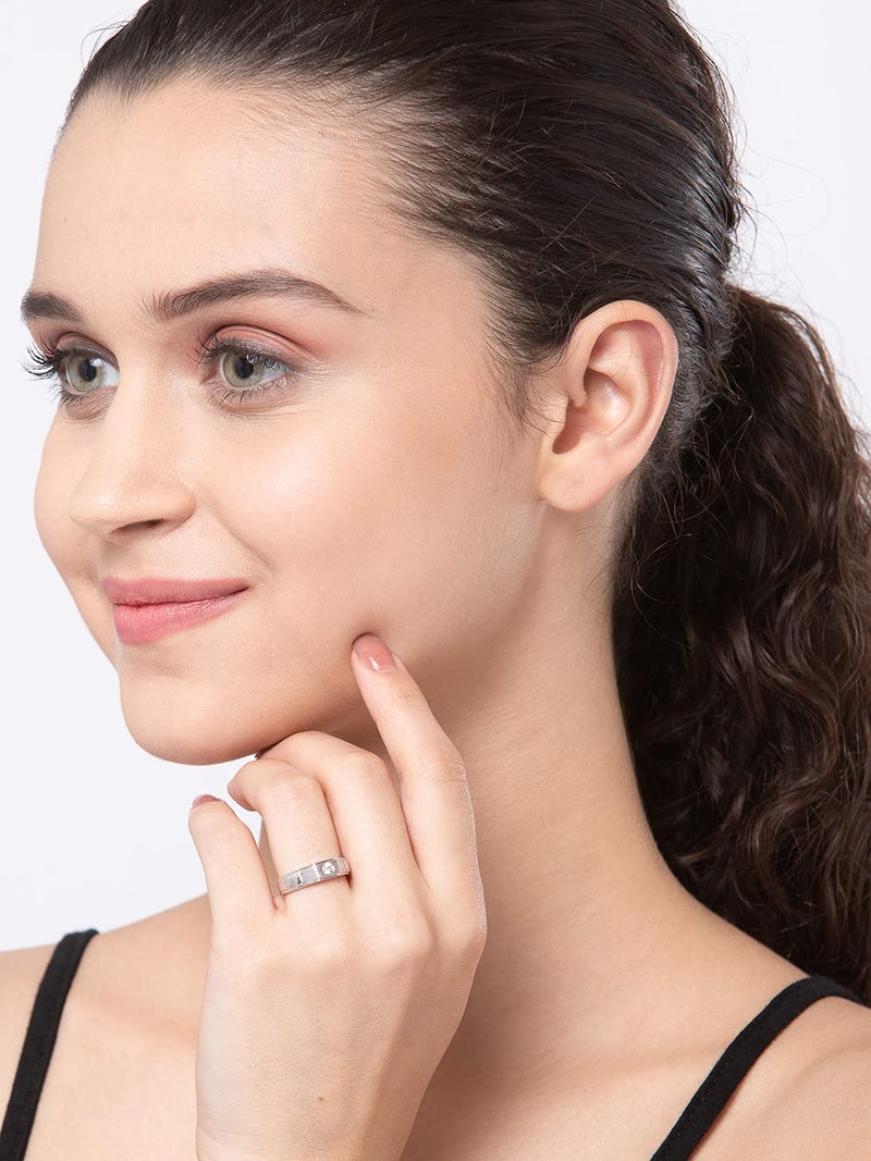 Clara Pure 925 Sterling Silver Rocco Adjustable Ring Gift for Women and Girls | Partial Matte Finish - Image 3