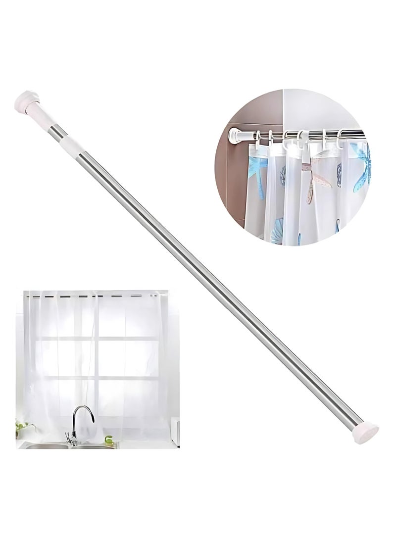 ECVV ECVVÂ® Telescopic Shower Curtain Rod - Shower Rod Tension, Never Rust Anti-Slip Shower Curtain Rod for Bathroom Window, Adjustable Tension Shower Curtain Rod | Silver | 140 * 260cm - Image 3