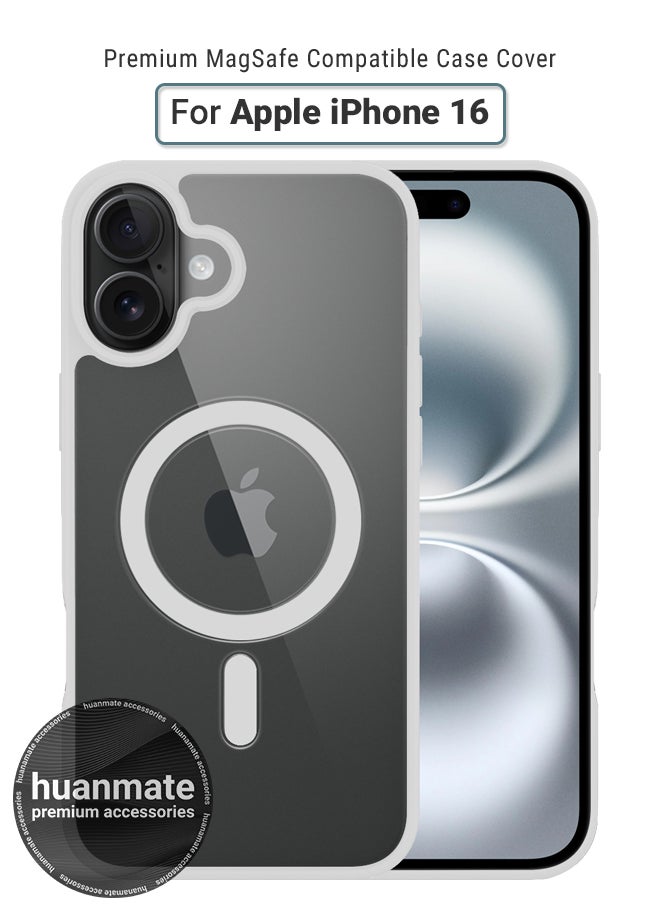 huanmate - Apple iPhone 16 MagSafe Case Clear/White- High Quality Strong Magnet, Wireless Charging Compatible, Shockproof Protection, Ultra Slim Anti-Scratch Magnetic Cover for Apple iPhone 16 - Image 1