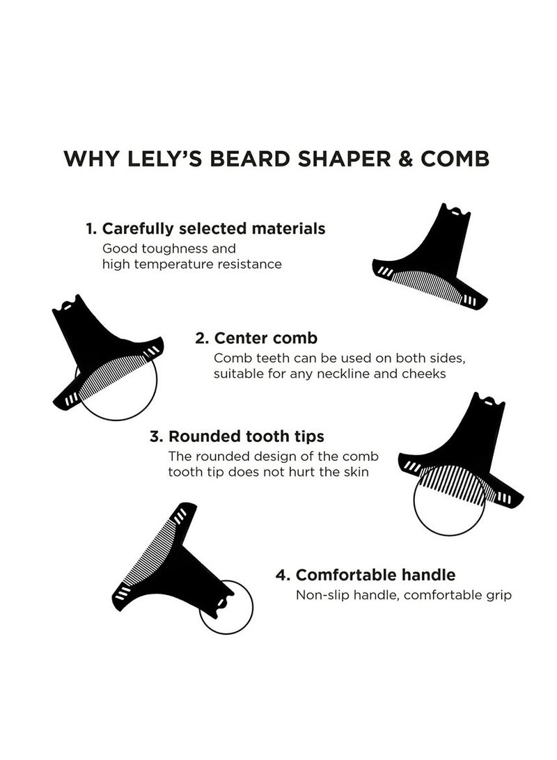 6-in-1 Men's Beard Shaping Tool Template, Beard Guide Shaper with Inbuilt Comb,Multi-liner Edges Shave for CurveStraightNecklineGoateeSideburns - Image 4