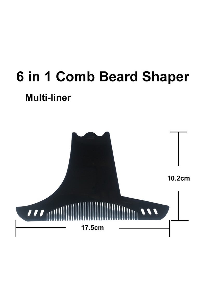 6-in-1 Men's Beard Shaping Tool Template, Beard Guide Shaper with Inbuilt Comb,Multi-liner Edges Shave for CurveStraightNecklineGoateeSideburns - Image 2