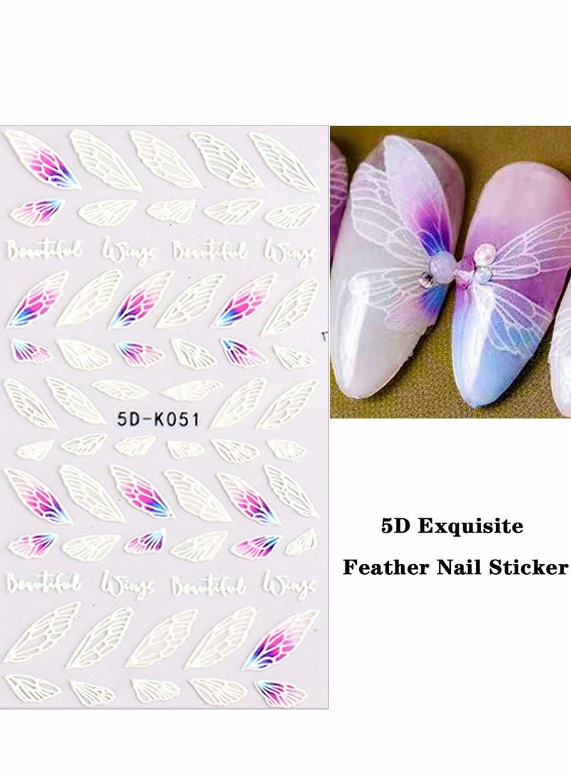 Excefore Flowers Nail Art Sticker 5d Exquisite Embossed Supplies Self-Adhesive Black White Rose Stickers French Hollow Flower Design Manicure DIY Decoration 3 Sheet - Image 4