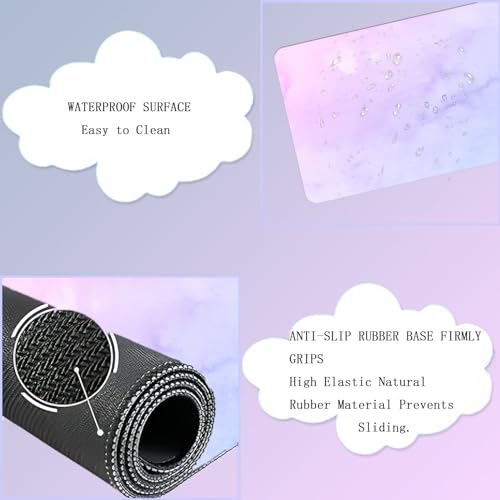 WFCYGL Cloud Mouse Pad and Keyboard Wrist Rest 4PCS Extended Large Desk Mat Pad Set Memory Foam Non-Slip Ergonomic Gaming Mouse Pad Wrist Support for Computer Laptop Home Office Cute Pink Blue Sky - Image 3