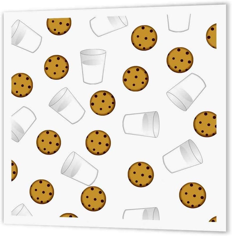 3dRose Cute Cartoon Milk & Chocolate Chip Cookies Iron on Heat Transfer Paper for White Material, 10 by 10 Inches - Image 1
