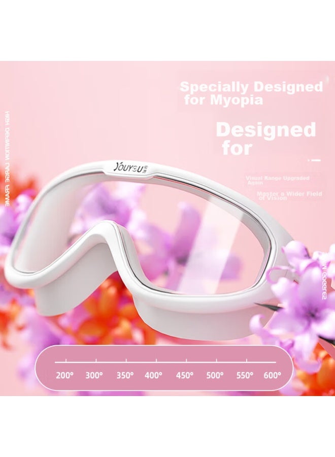 YouYou You Swimming Goggles, Myopia Gl, Swim Cap, Waterproof, Anti-fog, High-definition, Large Frame Swimming Goggles, Six-piece Set, 60216, White Transparent, 200 Degrees - Image 2