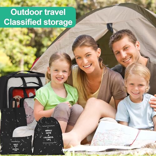 TS WITH TECHSUN Travel Organizer 7 in 1 Travel Laundry Cosmetics Luggage Packing Organizers Set Makeup Bags Organizer Packing Cubes with Shoe Bag for Travel, Nylon (Black) - Image 4