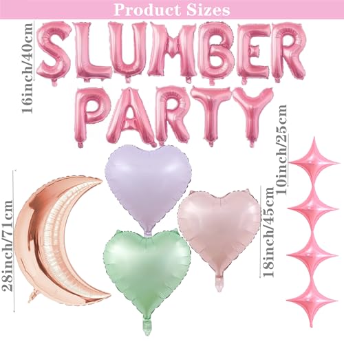 DUFACAI 53 Pieces Pink Slumber Party Decorations Girls Sleepover Pajama Spa Party Decor Foil Cloud Moon Balloons Pastel Latex Balloons for Birthday Bridal Shower Pink - Image 5