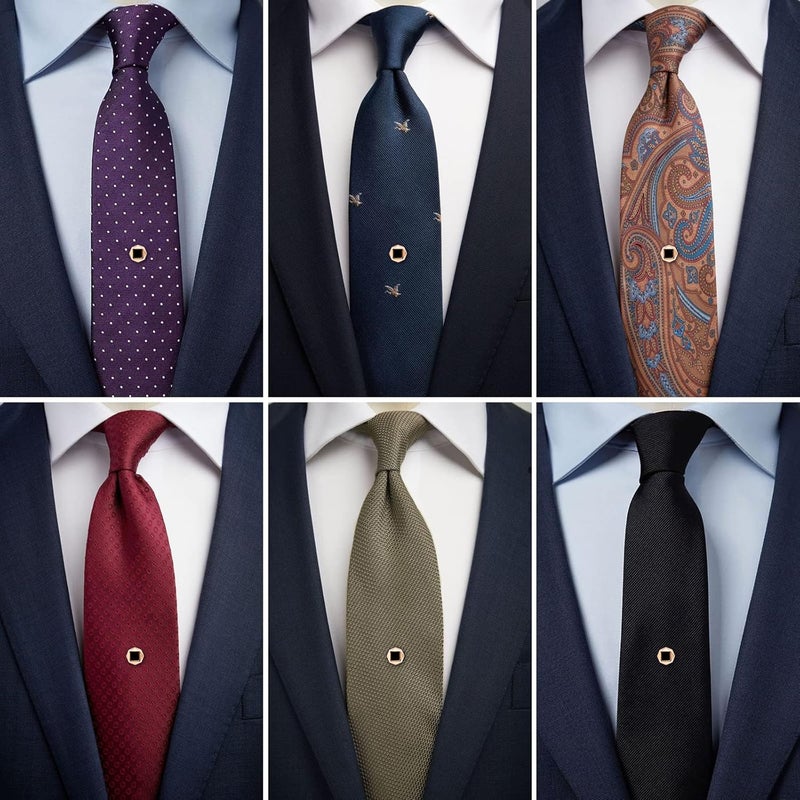 HAWSON Black Stone Tie Tack for Men Tie Pin with Chain for Wedding Birthday Anniversary Party - Image 3