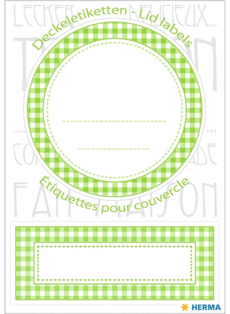 Herma (HERMA 15049) Green Checkered Round and Rectangular Kitchen Jar Labels - A Decorating and Classifying Kit for Jam, Spice, and Homemade Preserves - Image 2