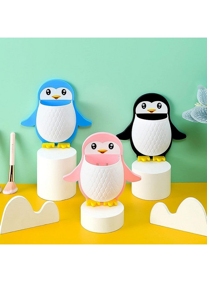 KBS Toothbrush Holder Storage Organizer for Bathroom Wall Mounted Penguin Shape with Self Adhesive Stick Multipurpose Wall Shelves Plastic (1) - Image 2