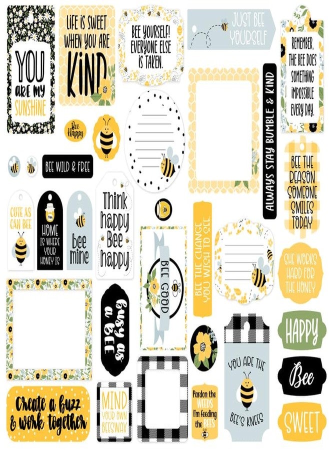 ECHO PARK PAPER COMPANY Frames & Tags, Bee Happy Echo Park Cardstock Ephemera 33/Pkg - Image 2
