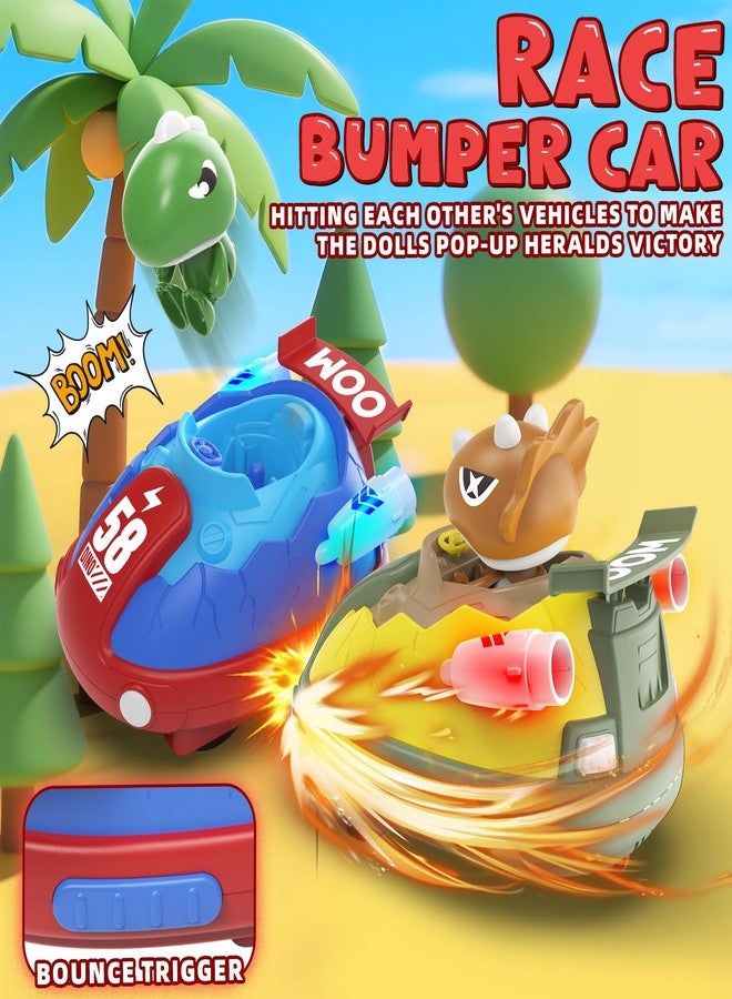 Sakeye RC Bumper Cars, Dinosaur Remote Control Car Set of 2 RC Ejecting Bumper Cars for Kids Toddlers 2.4 GHz Mini Car Toys Battle Race Toy with Light Music - Image 2