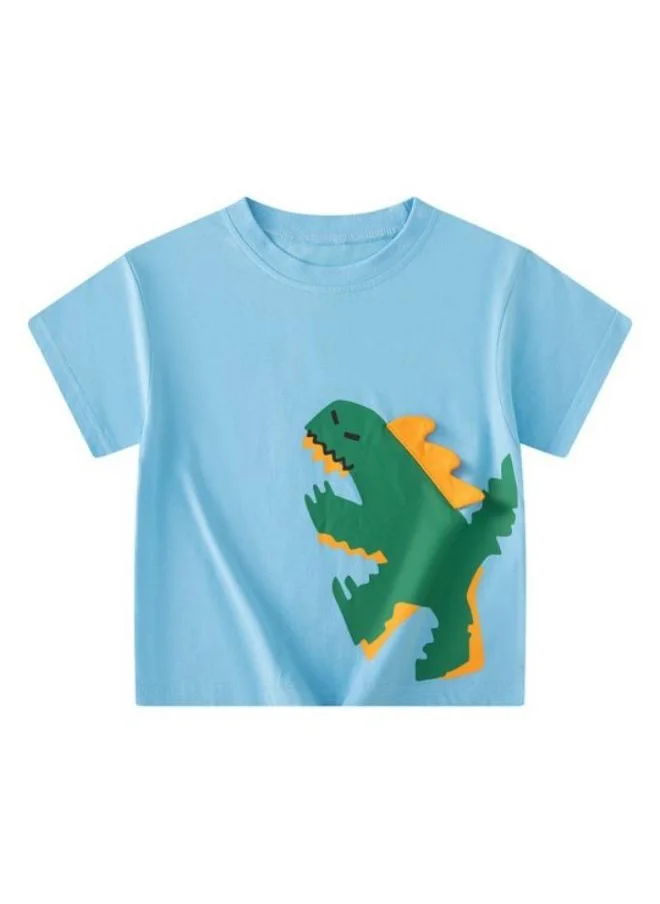 YUNIQEE Blue Printed Short Sleeve Crew Neck T-Shirt