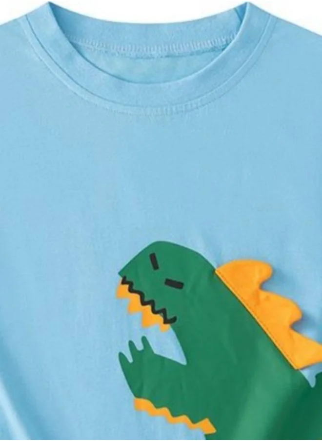 YUNIQEE Blue Printed Short Sleeve Crew Neck T-Shirt