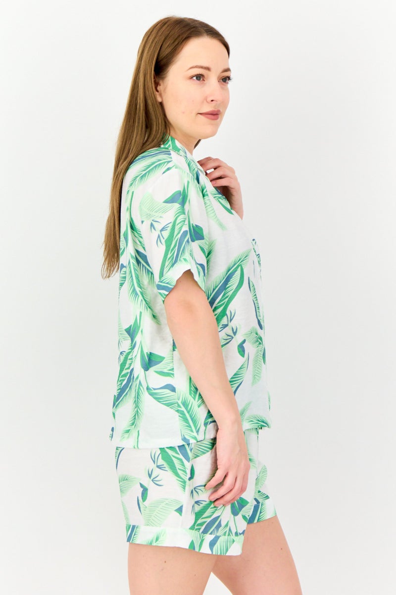 bebe Women 2 Pieces Floral Print Pajama Set, Multticolor - Image 2