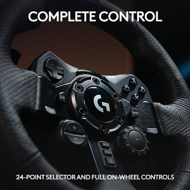 923 Racing Wheel and Pedals, 1 set, racing simulation enthusiasts, genuine leather wheel cover, realistic force feedback up to 1000 Hz, black, TRUEFORCE technology with dual clutch launch control for PS5, PS4, PC, Mac - Image 5