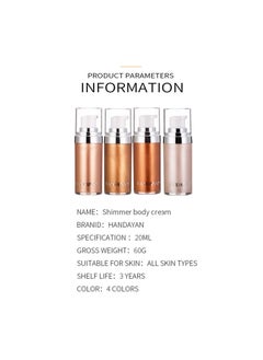 Body Shimmer Liquid Highlighter Oil 4 Pcs Set,Brighten Glow Glitter Waterproof Moisturising Smooth Makeup Lotion Bronzer Illuminate Luminizer Gold Beach Foundation Non-sticky Dry for Face And Body - pzsku/Z09BF91D500FA66A0B304Z/45/_/1720852037/2824ce71-0bf7-4ded-ae7f-cbef9d2ce8fb