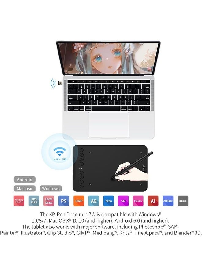 XP-PEN جهاز لوحي للرسم الرقمي Deco 7W لاسلكي بتردد 2.4 جيجاهرتز  - Image 5