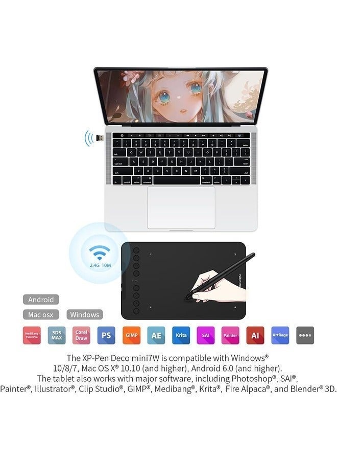 XP-PEN Deco 7W Wireless Drawing Tablet with Stylus, 2.4GHz Portable Graphics Tablet for Digital Art, Design, Teaching and Online Meetings - Image 5