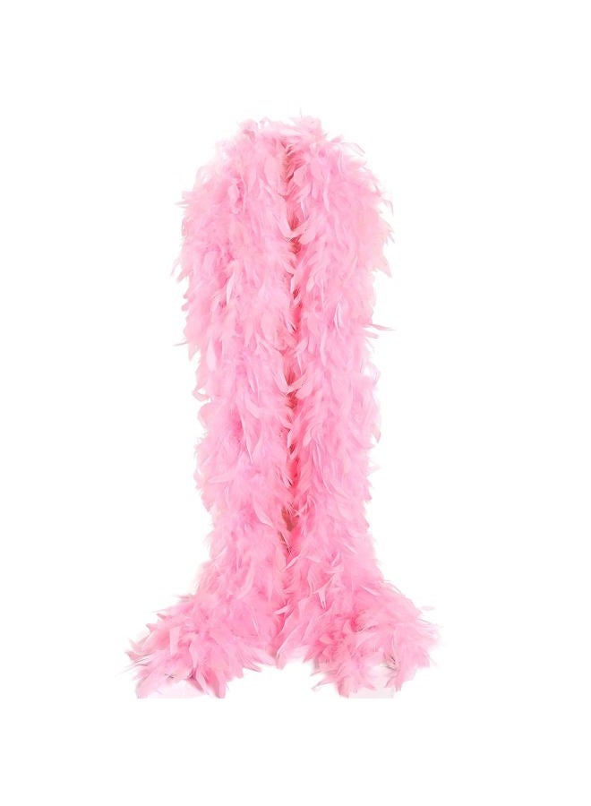 THARAHT Chandelle Feather Boa 19 Color-38g/55g100g 2Yard Dancing Wedding Party Halloween Costume Decoration Feathers boa, Pink, 2Yard-38g - Image 1