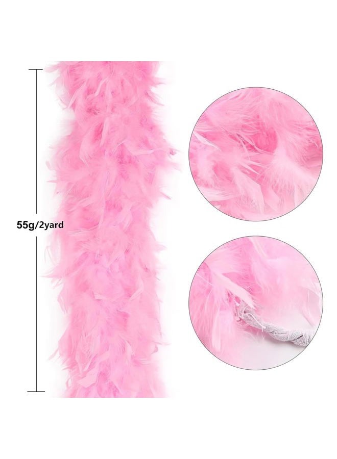 THARAHT Chandelle Feather Boa 19 Color-38g/55g100g 2Yard Dancing Wedding Party Halloween Costume Decoration Feathers boa, Pink, 2Yard-38g - Image 2