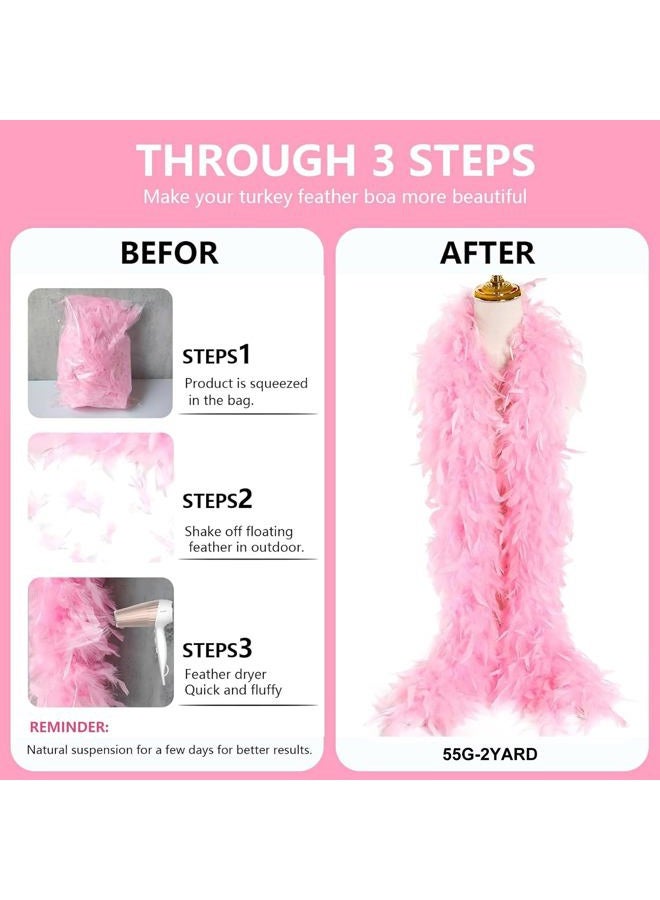 THARAHT Chandelle Feather Boa 19 Color-38g/55g100g 2Yard Dancing Wedding Party Halloween Costume Decoration Feathers boa, Pink, 2Yard-38g - Image 3