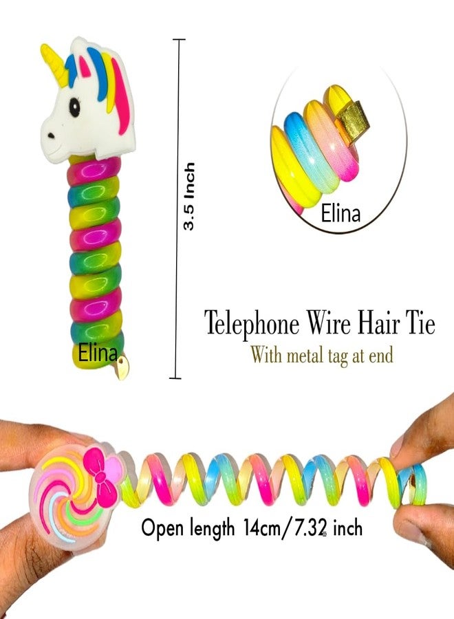 Elina Telephone Wire Fancy Sprial Hair Band Ties Spring Braids Ponytail Holder Cute Cartoon Accessories Elastic Bow Knot for Girls,Kids, Baby and Women (Pack of 2)(Multicolor) - Image 3