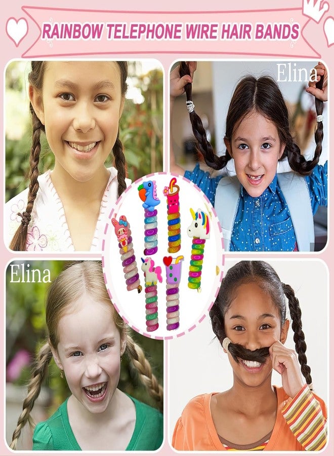 Elina Telephone Wire Fancy Sprial Hair Band Ties Spring Braids Ponytail Holder Cute Cartoon Accessories Elastic Bow Knot for Girls,Kids, Baby and Women (Pack of 2)(Multicolor) - Image 4