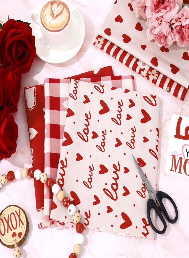 FYSUIMU 12Pcs Valentine's Day Cotton Fabric Bundles Fat Quarters Vintage Pink Red Love Heart Rose Quilting Patchwork for DIY Craft Supplies, 18 x 22 Inch - Image 4