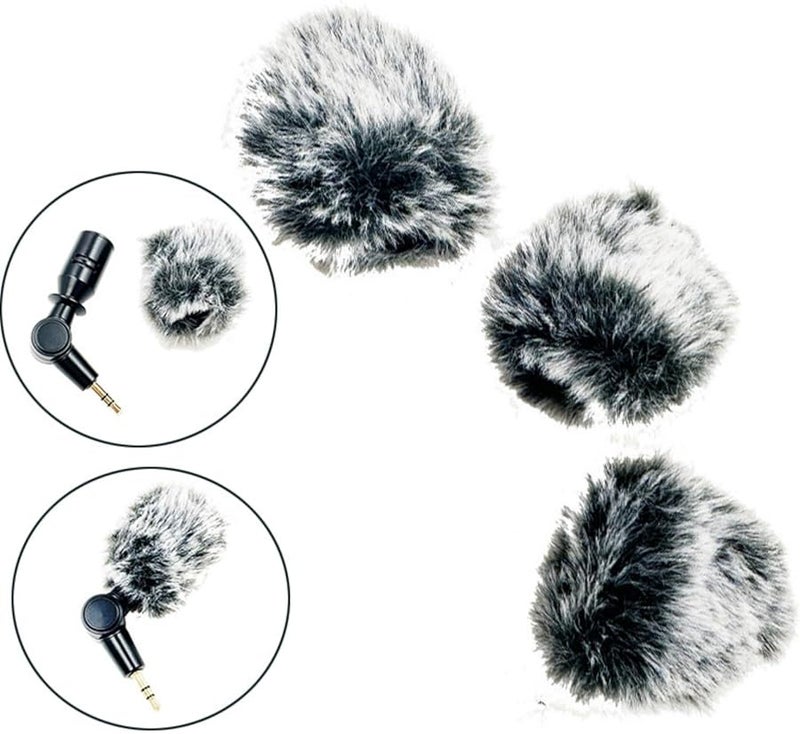 Furry Lapel Microphone Windscreen Cover Reduces Noise Outdoor Guard Mic Black - Image 3