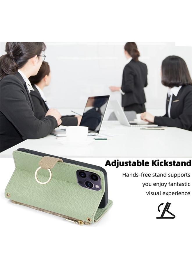 زبون جراب هاتف iPhone 11 Crossbody من الجلد بملمس الليتشي - Image 4