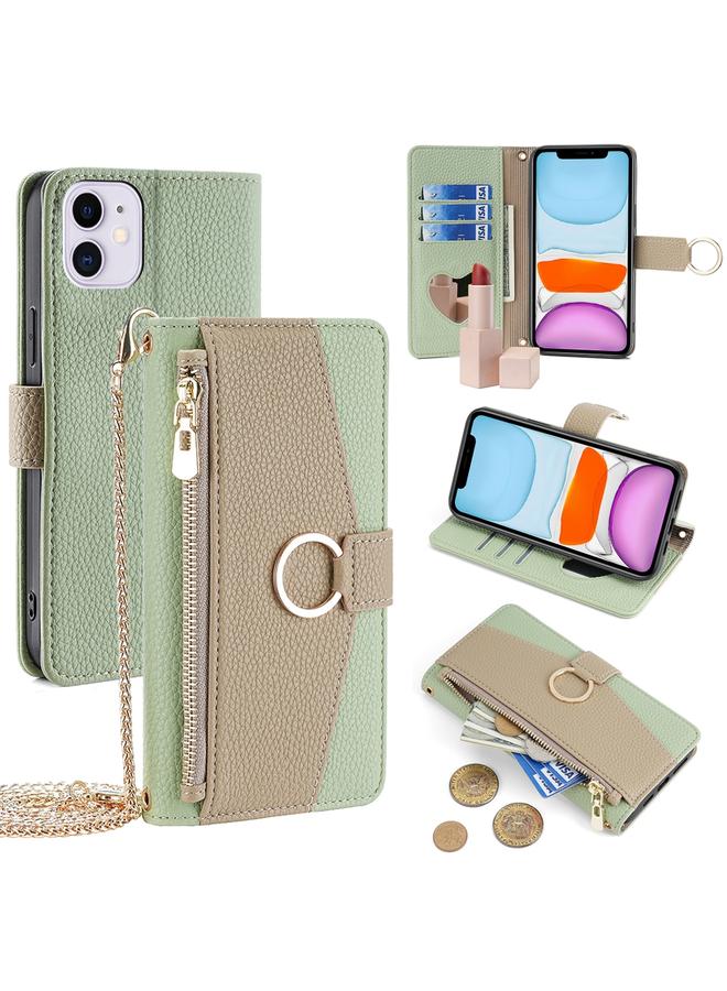 زبون جراب هاتف iPhone 11 Crossbody من الجلد بملمس الليتشي - Image 1