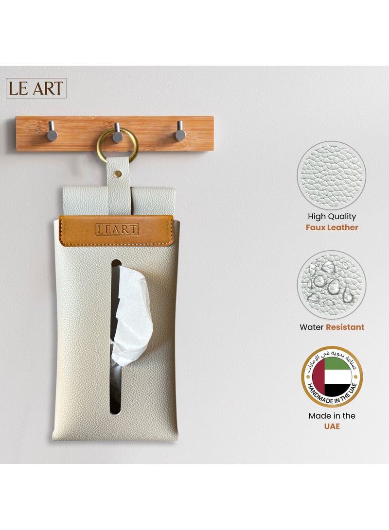 LeArt Wall-Mounted Leather Tissue Box Cover (Camel) - Image 2