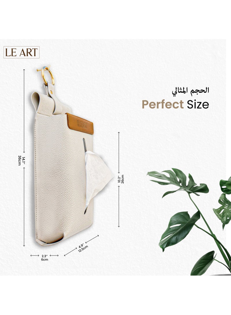 LeArt Wall-Mounted Leather Tissue Box Cover (Camel) - Image 5