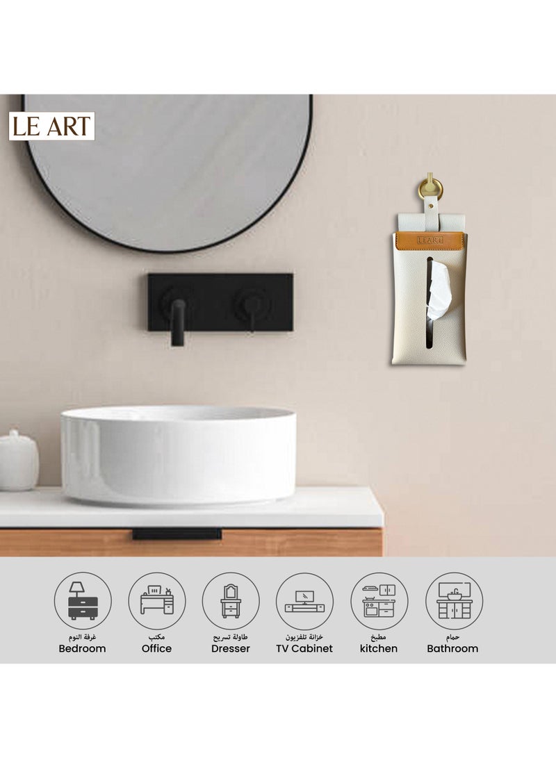 LeArt Wall-Mounted Leather Tissue Box Cover (Camel) - Image 3