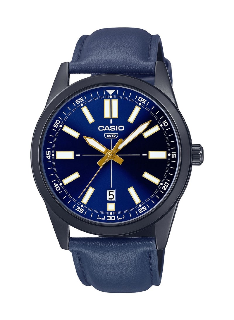 CASIO ساعة يد أنالوج جلدية للرجال MTP-VD02BL-2EUDF - Image 1