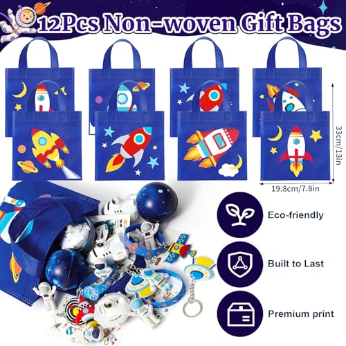 SNLN Outer Space Party Favors Birthday Supplies NonWoven Gift Bag Stress Ball Spaceship Toy Astronaut Eraser Silicone Bracelet Keychain Tattoo Sticker Galaxy Space Goodie Bags Party Decoration - Image 5