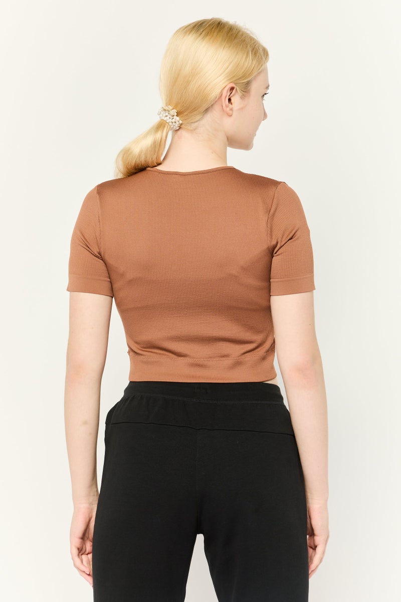 PUMA Women Slim  Fit Short Sleeves Outdoors Tops, Brown  - Image 4