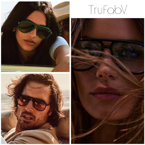 TruFabV Vintage Retro 70s Sunglasses for Women Men, Fashion Disco Glasses, Double Bridge Aviators (Brown) - Image 3