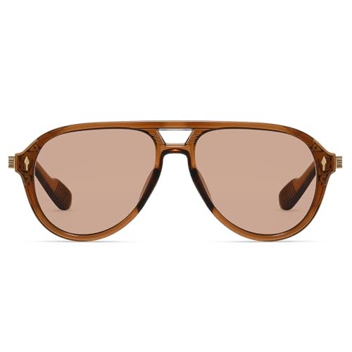 TruFabV Vintage Retro 70s Sunglasses for Women Men, Fashion Disco Glasses, Double Bridge Aviators (Brown) - Image 4