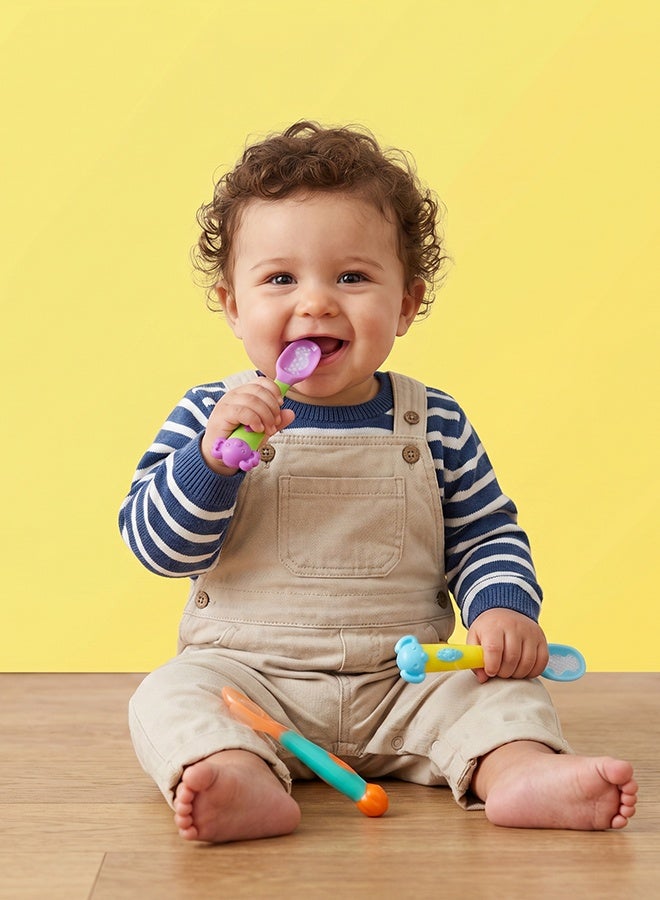 Playgro Scoop-a-Doo Spoons 3 Pack – BPA-Free Baby Feeding Spoons, Soft-Tip Weaning Utensils for Infants & Toddlers, Easy-Grip Self-Feeding Design - Image 4
