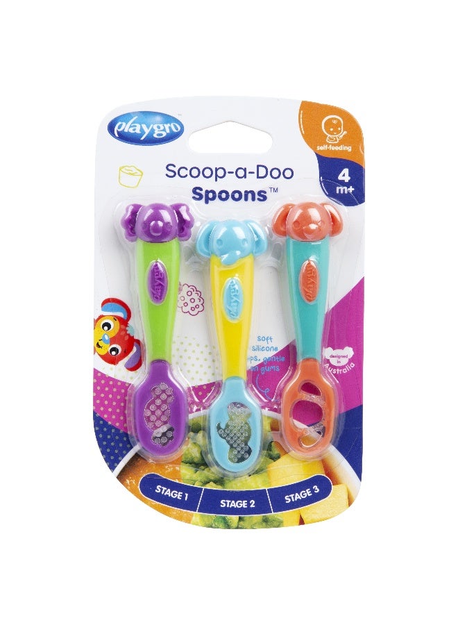 Playgro Scoop-a-Doo Spoons 3 Pack – BPA-Free Baby Feeding Spoons, Soft-Tip Weaning Utensils for Infants & Toddlers, Easy-Grip Self-Feeding Design - Image 5
