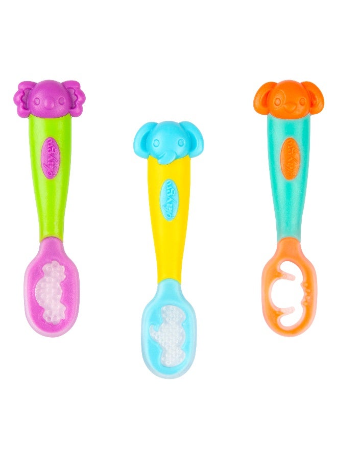 Playgro Scoop-a-Doo Spoons 3 Pack – BPA-Free Baby Feeding Spoons, Soft-Tip Weaning Utensils for Infants & Toddlers, Easy-Grip Self-Feeding Design - Image 1