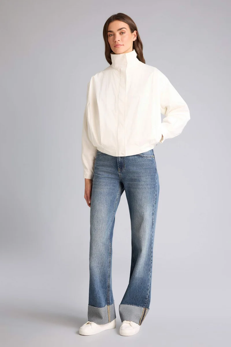 ديفاكتو Balloon Fit High Neck Poplin Blazer