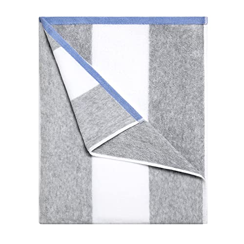 HENBAY Cotton Oversized Beach Towel - Large 70 x 35 Inch Pool Towel, Grey Striped Quick Dry Swimming Cabana Towel - Image 1