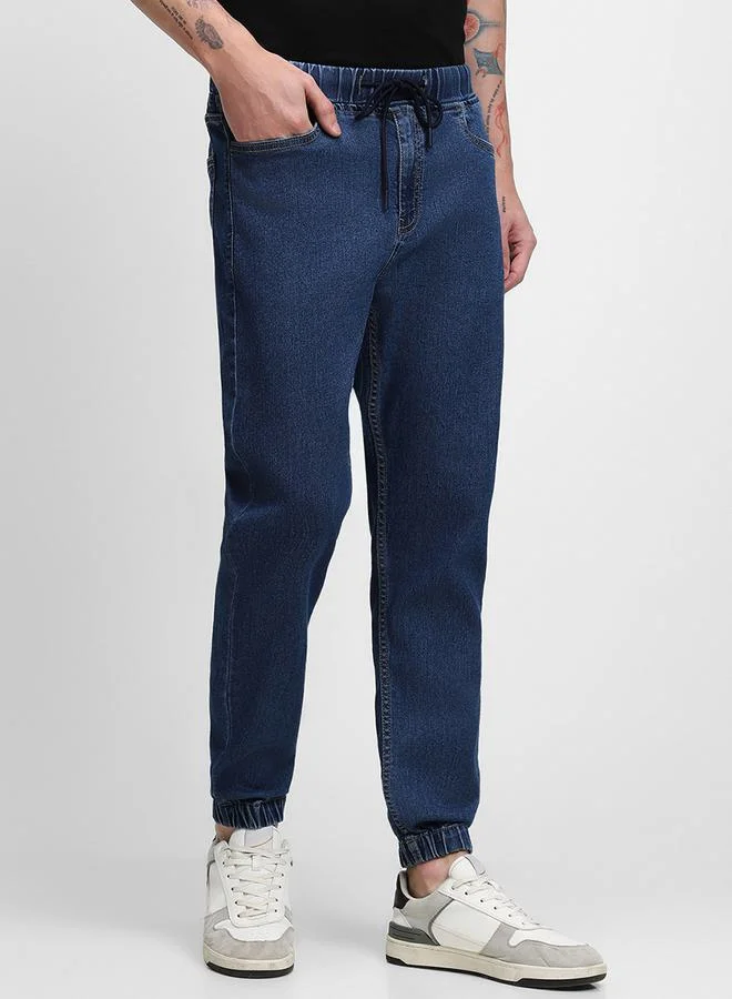 Dennis Lingo Mid Rise Slim Fit Denim Joggers by Styli