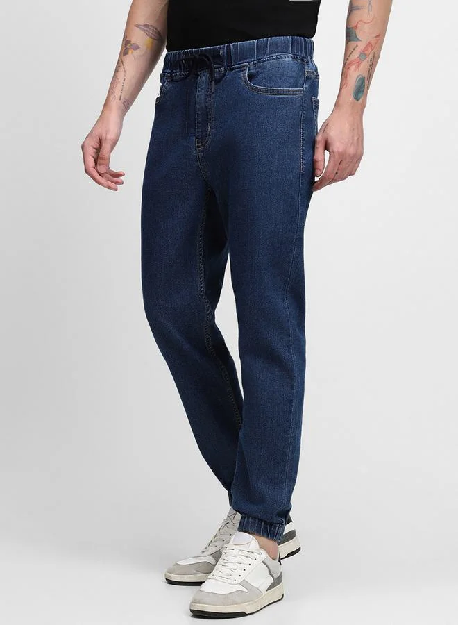 Dennis Lingo Mid Rise Slim Fit Denim Joggers by Styli