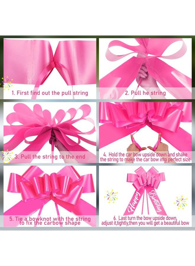 Datanly Happy Birthday Car Bow 30 Inch Large Car Ribbon Bow Large Gift Wrap Bow Car Decorative Large Pull Bow Big Pull Bow for Christmas Party Birthday Car Decoration - Image 3