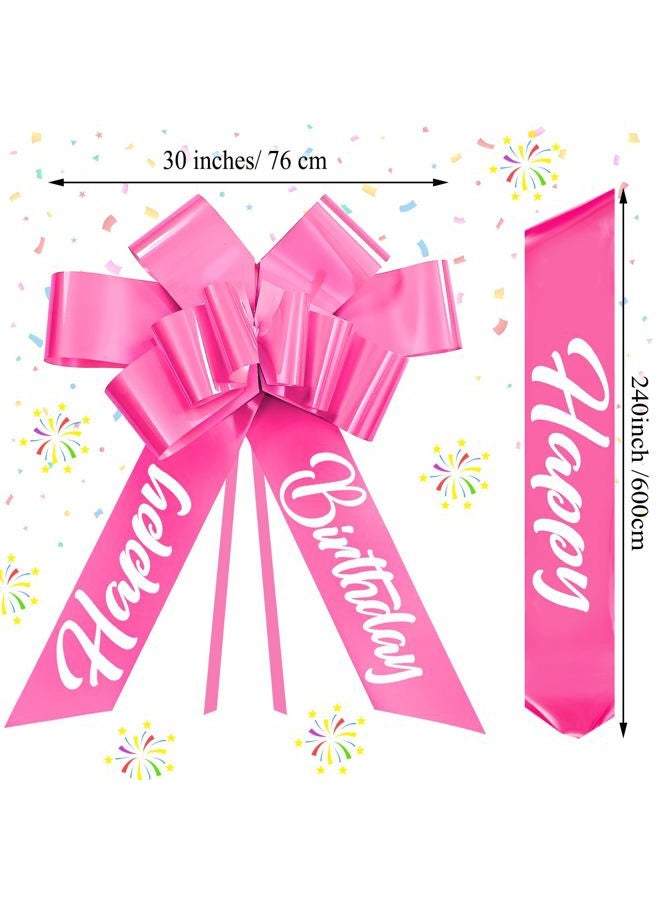 Datanly Happy Birthday Car Bow 30 Inch Large Car Ribbon Bow Large Gift Wrap Bow Car Decorative Large Pull Bow Big Pull Bow for Christmas Party Birthday Car Decoration - Image 2